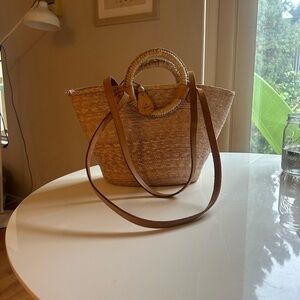 Elegant Tan Woven Tote Bag